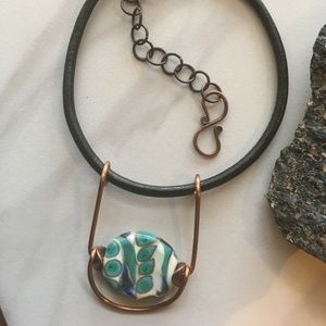 Handmade Lampwork Glass n Copper Choker/Necklace